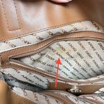 DKNY  Two-Tone‎ Leather Tote Cream Cognac Photo 12