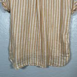 Faherty Women M Yellow White Stripe Avery Shirt Linen Button Front Dolman Boho Size M Photo 6