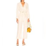 Nanushka Tanya Jumpsuit Size Small Long Sleeve Cut Out Tie Front Cream Photo 6