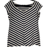 Lafayette 148 Blue & White Striped Wide Neck Cap Sleeve Blouse Womens M Shirt Size M Photo 0