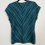 Dana Buchman Dana Bachman Blouse Women Medium Chevron Strip Retro V-Neck Office Stretchy Bold Photo 4