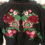 ZARA  Boho Black Green Red Embroidered Voluminous 3/4 Sleeve Peasant Blouse XS Photo 6
