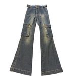 Rue 21  Blue Denim Boot cut Cargo stretch Retro 90s JEANS Womens Size 2 Photo 1