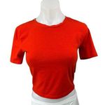 ZARA Women's Red Knit Short Sleeve Crew Neck Casual Crop Tee T-Shirt Top Size S Photo 0