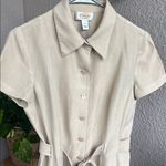 Talbots Tan Button-Front Midi Dress with Belt Photo 5