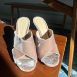 Gianvito Rossi  mauve pink velvet cross strap block heel slip on mules 38.5 Photo 3