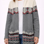 Hatley Heritage Geometric Fair Isle Cardigan Sweater Beige Gray Red XS TP Photo 0