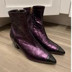 Lautrechose Vintage Purple Metallic Leather Cap Toe Ankle Boots Booties Shoes 36 Size 5.5 Photo 1
