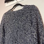 LL Bean Crewneck Knit Sweater Cotton Navy Blue White Marled Size XS Petite Black Photo 7