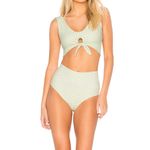 Montce Swim High Rise Bottom Gingham White Green Medium‎ Photo 3