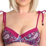 Nanette Lepore  Eugenia Plunge Molded  Bikini Top‎ Persian Paisley Raspberry 8 Photo 0