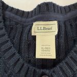 LL Bean Navy Blue Cable Knit Crew Neck Button Cotton Cardigan Sweater Size XL Photo 8