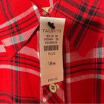 Talbots  NWT Red Plaid Long Sleeve A-Line Belted Midi Shirt Dress Size 18W Photo 6