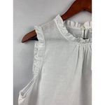 J.Crew Ruffle Sleeveless Top M Linen White Blouse Size M Photo 2