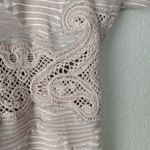 Free People  New Romantics Mini Dress S Shift Crochet Cutout Neutral Minimalist Photo 7