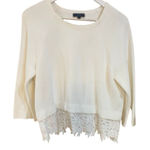 J crew medium white long sleeve sweater lace bottom crew neck cotton medium Photo 0