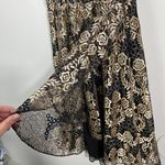 Altar'd State Black Metallic Gold Lace Layered Fit & Flare Halter Neck Dress S Photo 4