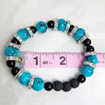 Aromatherapy Lava Stone Handmade Beaded Bracelet Blue Photo 2