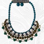 Fabulous Statement Chunky Fashion Necklace Earrings Set Bib Green Boho Photo 7