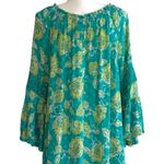Ruby Rd  Top Blouse Turquoise Green Floral 3/4 Bell Sleeve Boho Tunic Size XL Photo 3