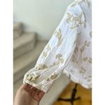 Anthropologie Floreat  White & Gold Embroidered Asian Floral Tunic Photo 2