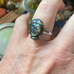 Buddha Face Carved Labradorite Sterling Silver Ring Size 9 Multiple Photo 3