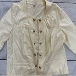 Chico's gold button cream beige open front jacket cardigan Photo 5