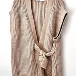 ZARA Tan Chunky Knitted Sweater Waistcoat Vest with Belt Size S Photo 0