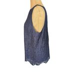 Loft Ann Taylor Navy Lace Overlay Sleeveless Top Tank Large Photo 5