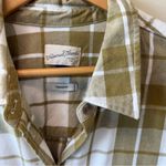 Universal Threads Universal Thread Plaid Check Yellow Green and Cream White Flannel Button Down Photo 2