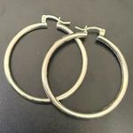 Vintage Signed 925 Sterling Silver 1.5” Hollow Tube Hoop Earrings 4g. Photo 6