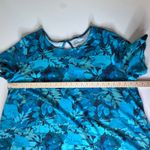 Roamans Tropical Leaf Print Top Size 26/28 Cotton Relaxed Flowy Comfy Beachy Blue Photo 8