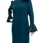 Terri Jon Rickie Freeman Maximalist Dark Green Dress Bell Sleeve Cocktail Size 12 Photo 3