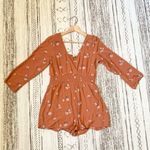 American Eagle  Orange Floral Long Sleeve Pocket Romper Size Medium Photo 9