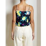 FLEUR DU MAL Lace Silk Cami, Black Orchid Floral, Medium Photo 2
