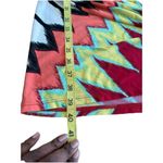 ECI New York Skirt Boho Pull On A-Line Skirt Maxi Red Green White Chevron Size L Photo 8