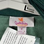 Quacker Factory  Cardigan Sweater Womens M Green Embellished Snowflake Open Front Photo 8