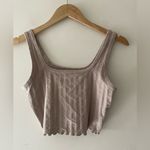 Aerie Offline Nude Ribbed OG Groove Lettuce Hem Crop Top Bralette Photo 0