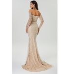 Heavily beaded black gown evening dress NWOT size 14 long sleeve formal mermaid Photo 4