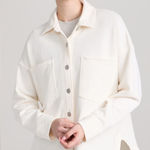 Z Supply All Day Knit Button Down in Sandstone Terry Cloth Shacket Size Small Photo 0