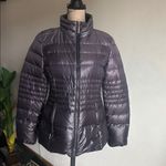Kensie  Quilted Ombré Purple Gray Shiny Puffer Jacket Coat Size Small Photo 3