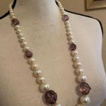 Women’s Statement Beaded Necklace Faux Pearl / Purple Bead Photo 5