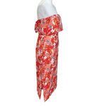 C/MEO COLLECTIVE Strapless Coral Print Midi Dress Women’s Size Large Photo 1