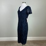 JS Collections  Lace Short Sleeve Midi Sheath Cocktail Dress Navy Blue Size 6 Photo 3