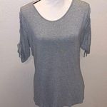 Vince Camuto grey ruched sleeves keyhole top Photo 0