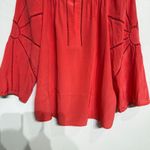 Trina Turk Red Silk Blouse Sz XL Photo 3