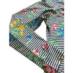 IBKul athletic top zip front stripe with floral print Sz Medium Blue Photo 2