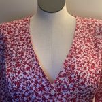 Lush Clothing Lush poplin red floral V Neck button up blouse long sleeve top Sz XL NWT Photo 2