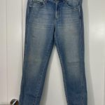 AMO Size 29 Blue Twist Heartbreaker Ankle Slim Straight Fray Hem Jeans Photo 1