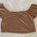 American Eagle Outfitters Tan Off-Shoulder Crop Top NWT Photo 0